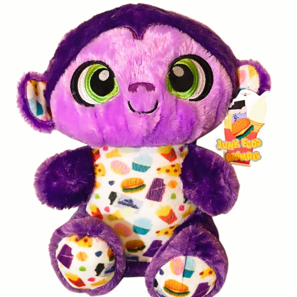 A&A Global Junk Food Purple Monkey Plush Stuffed Toy 9" NEW